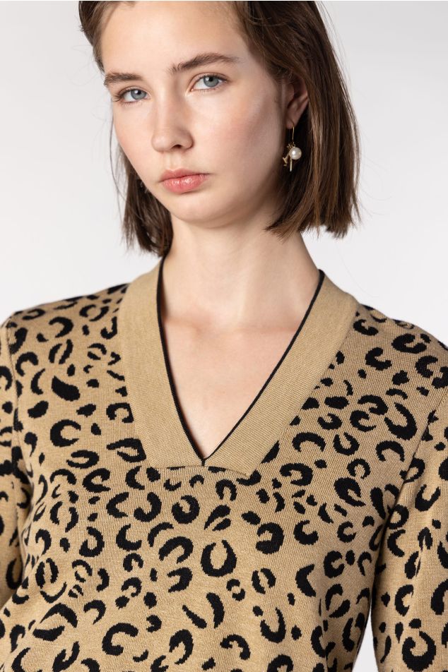 Animal Print Jacquard Sweater