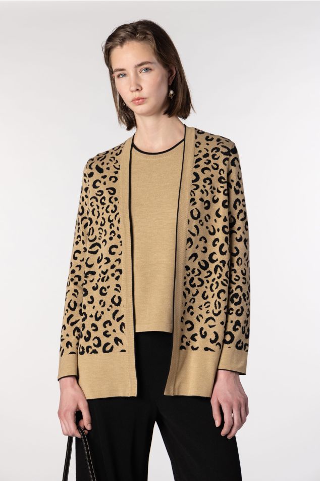 Animal Print Jacquard Knit Jacket