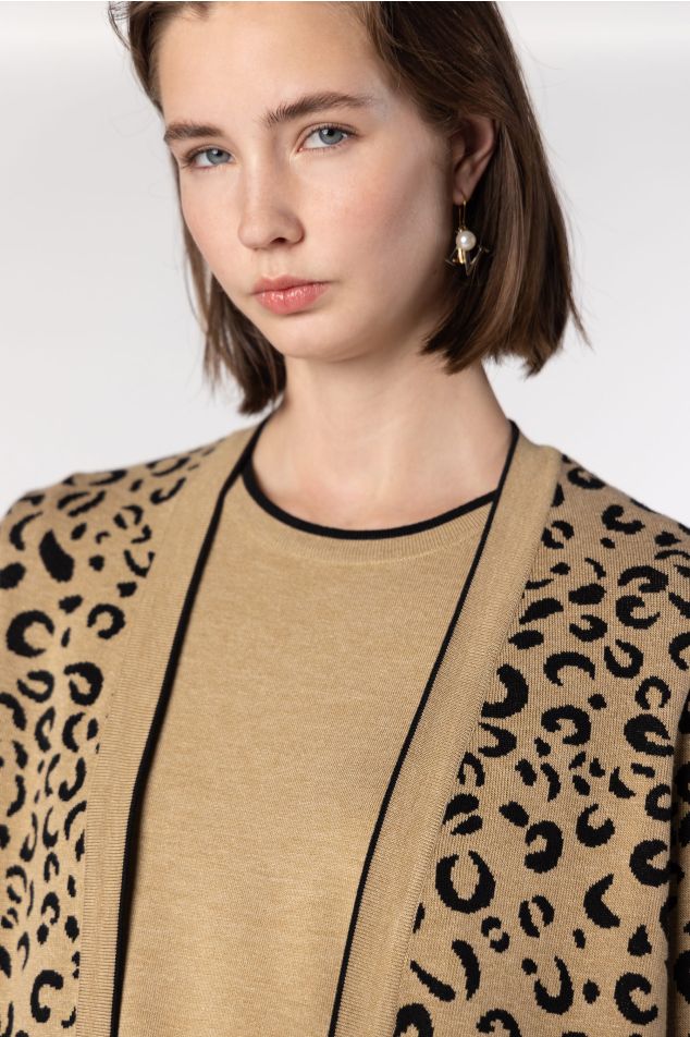 Animal Print Jacquard Knit Jacket