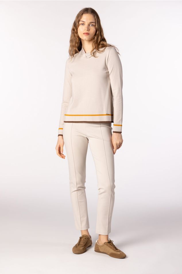 Skinny Trousers with Front Seam Detail