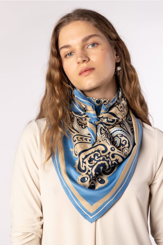 Ornamental Paisley Satin Carré Scarf