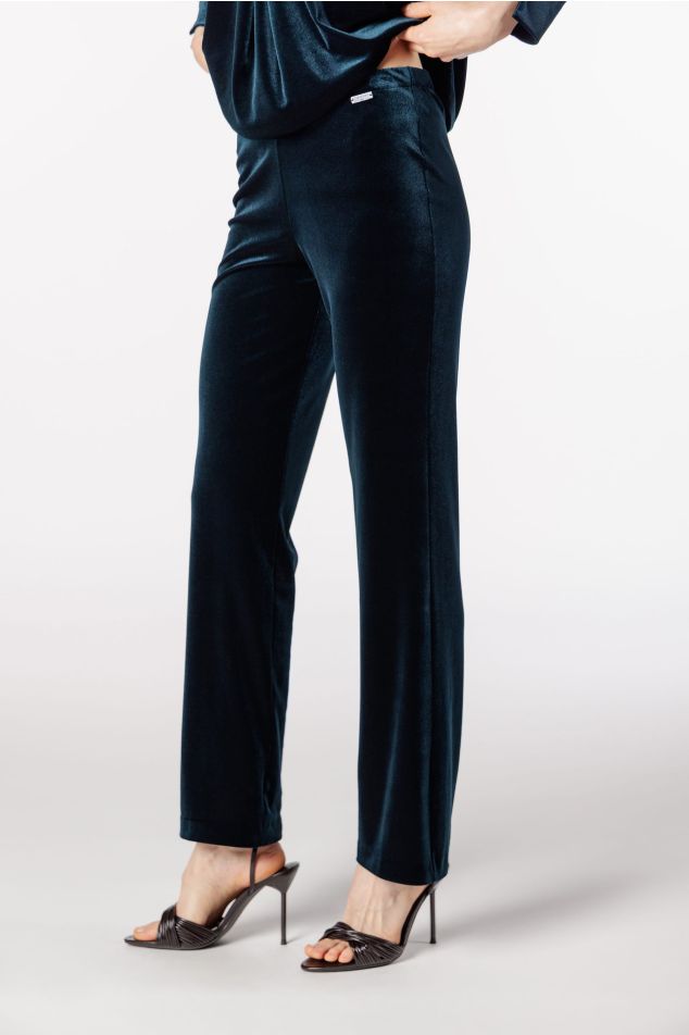 Straight-Leg Velvet Jersey Trousers