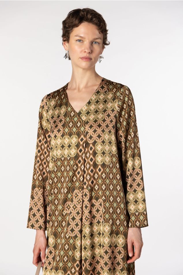 Vestit midi de setí estampat