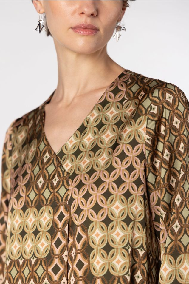 Vestit midi de setí estampat