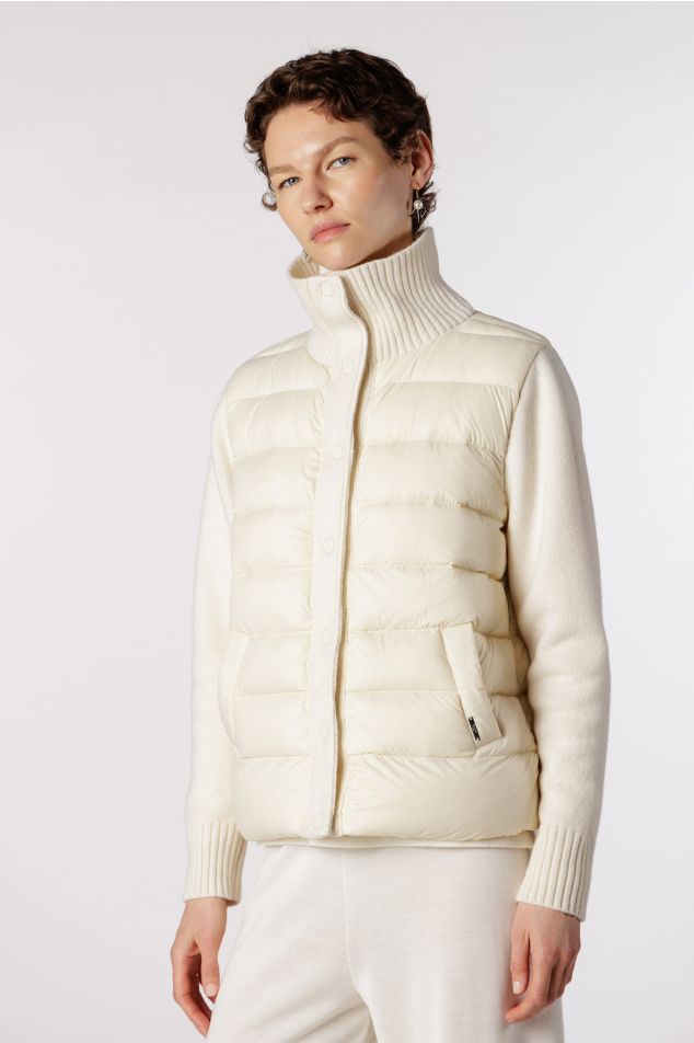 Down Jacket with Ribbed Collar