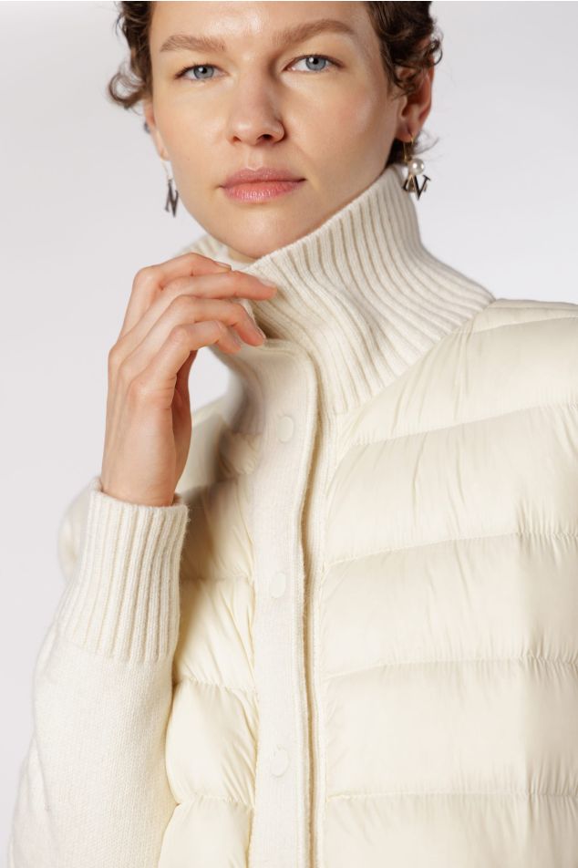 Down Jacket with Ribbed Collar