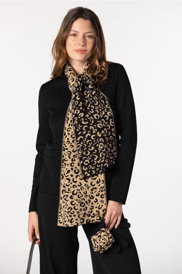 Bufanda de punt jacquard amb motiu animal