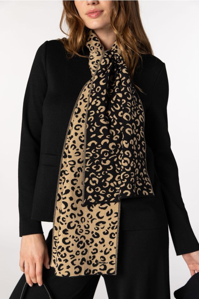 Bufanda de punt jacquard amb motiu animal