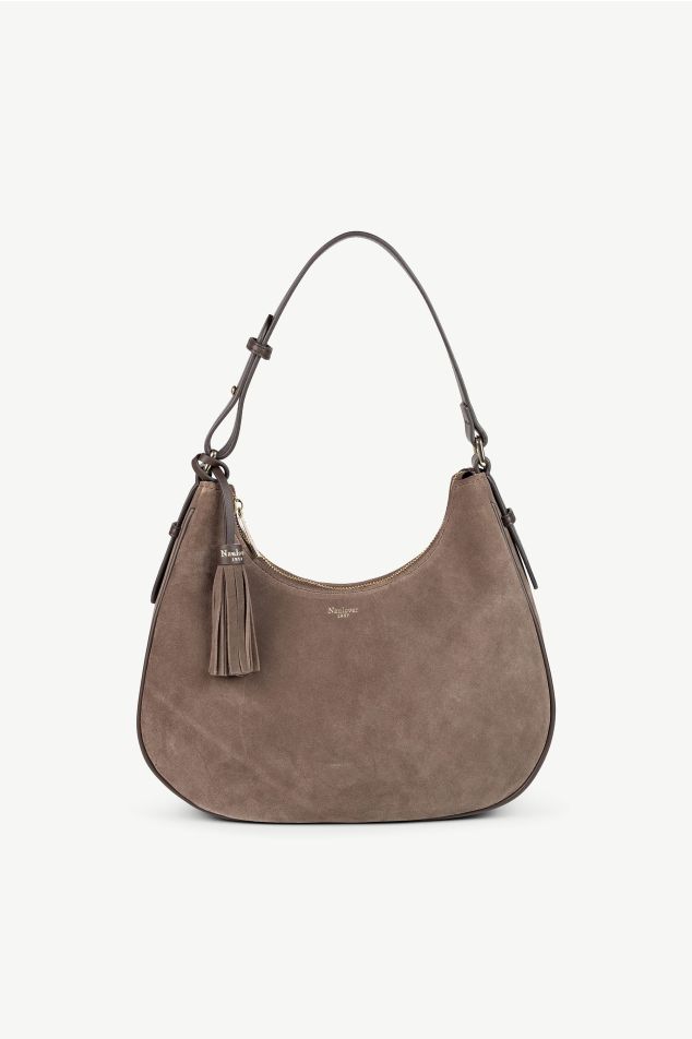 Medium soft crescent suede bag