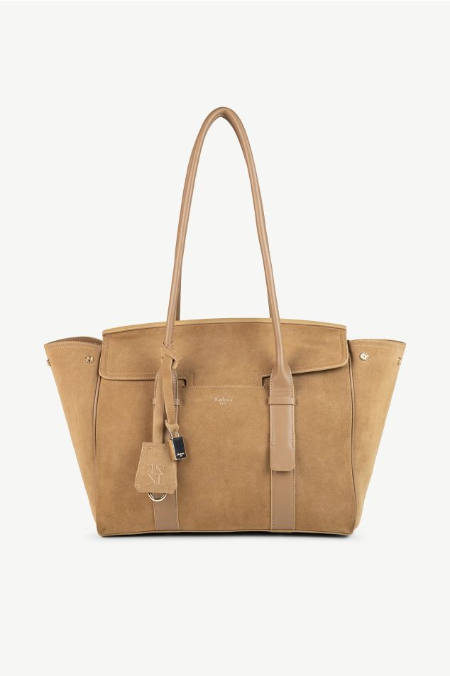 Large trapeze suede bag