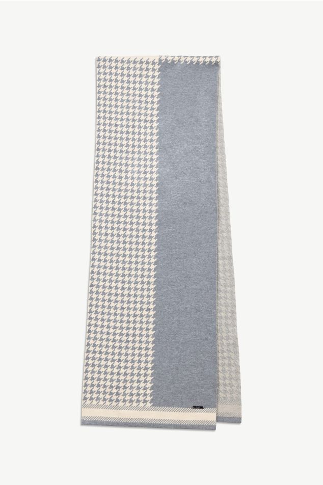 Houndstooth Panel Jacquard Knit Scarf