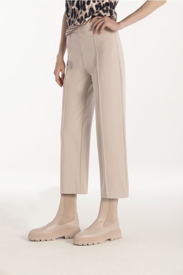 Straight-leg cotton-blend pants