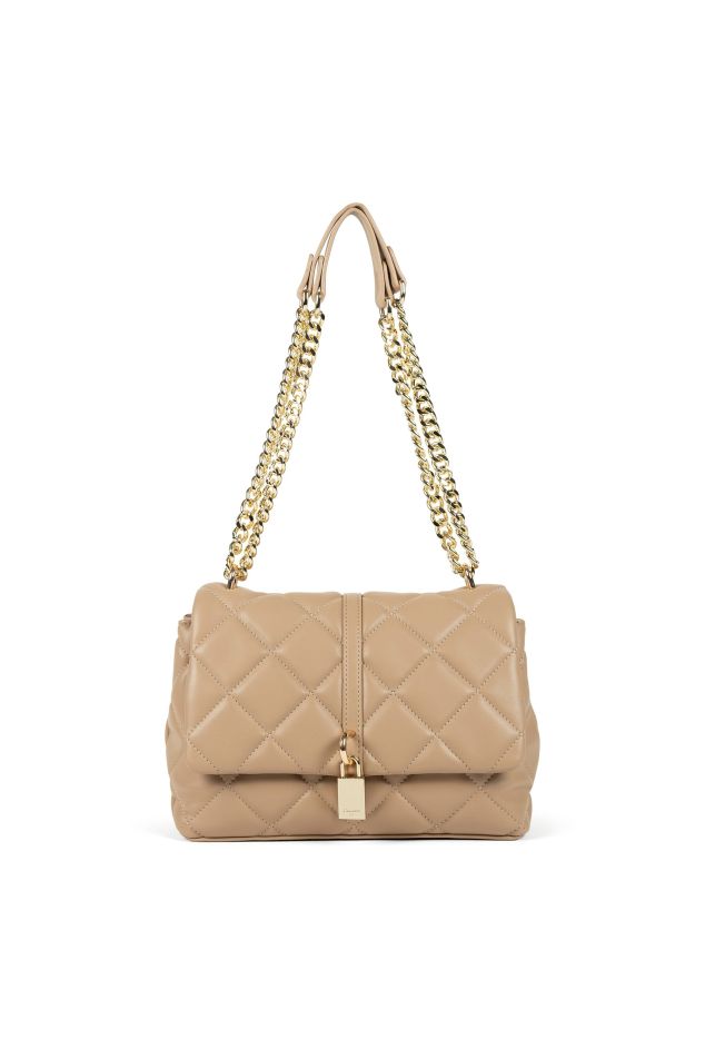 Medium Camel Quilted Bag