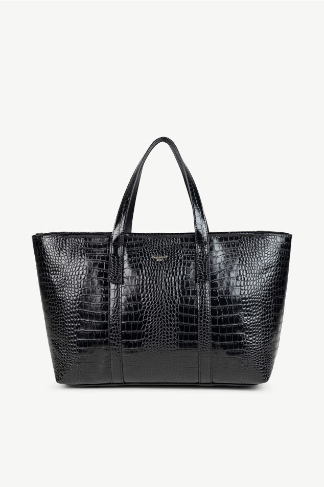 Croc-Effect Rectangular Shopping Bag