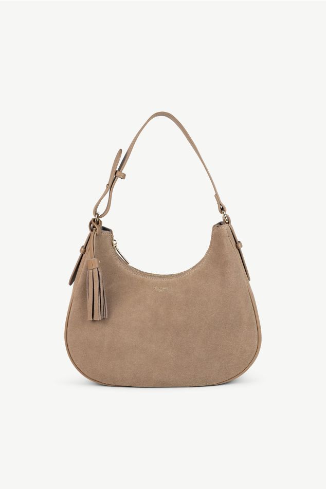 Medium soft crescent suede bag