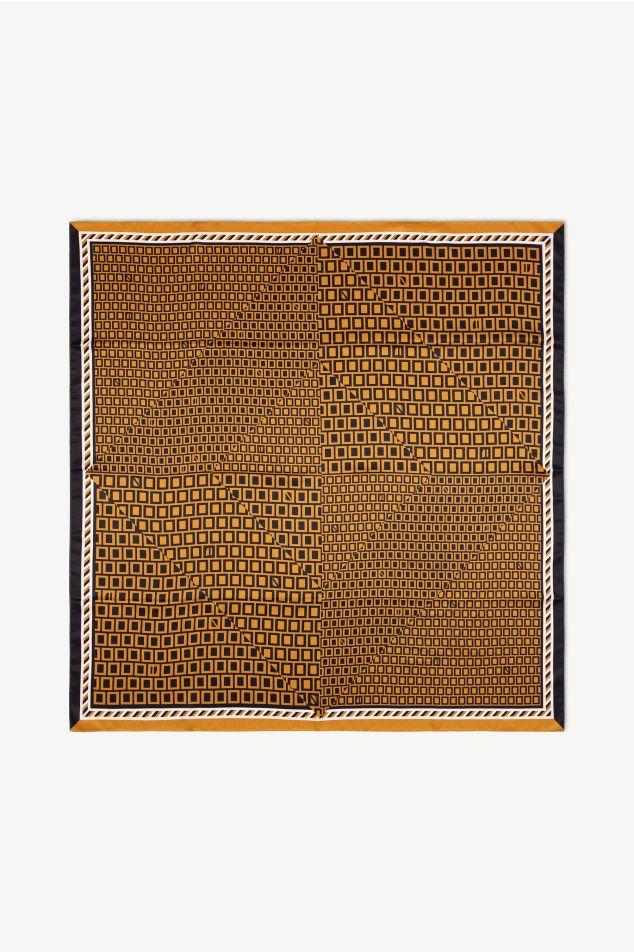 Geometric Patchwork Satin Carré Scarf