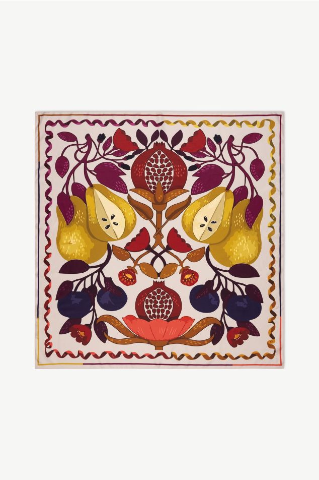 Fruit Print Satin Carré Scarf