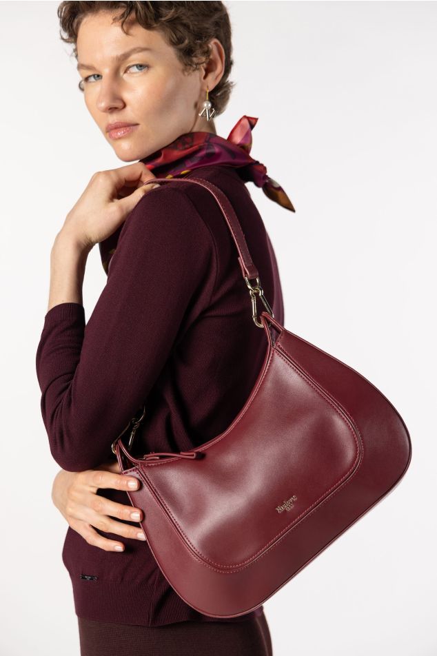 Structured Half-Moon Bag in Smooth Vegan Leather