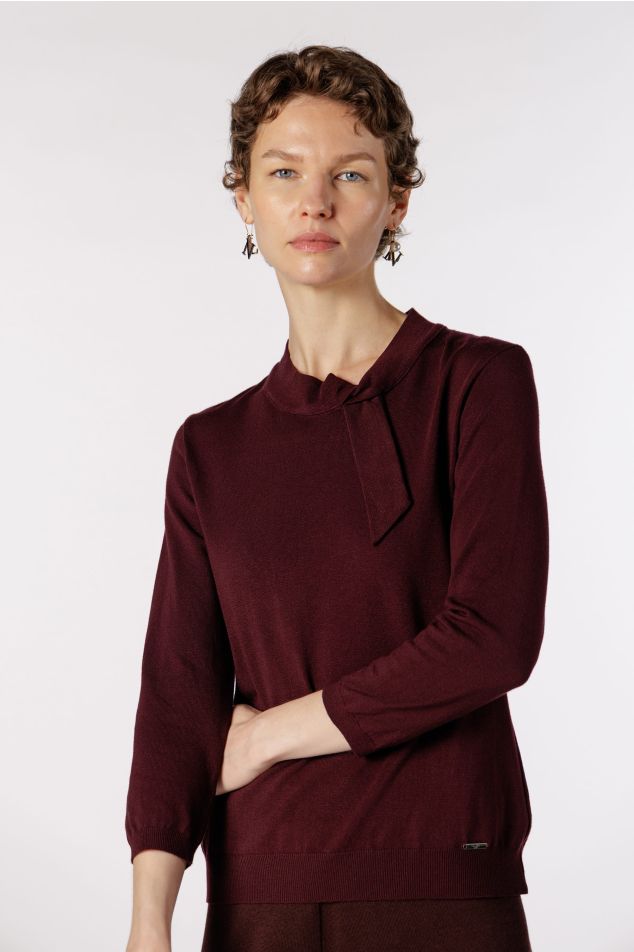 Knit Sweater with Knot Detail