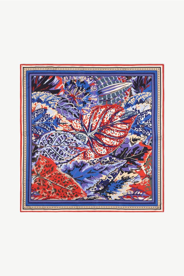 Foulard carré de setí amb motiu de fulles