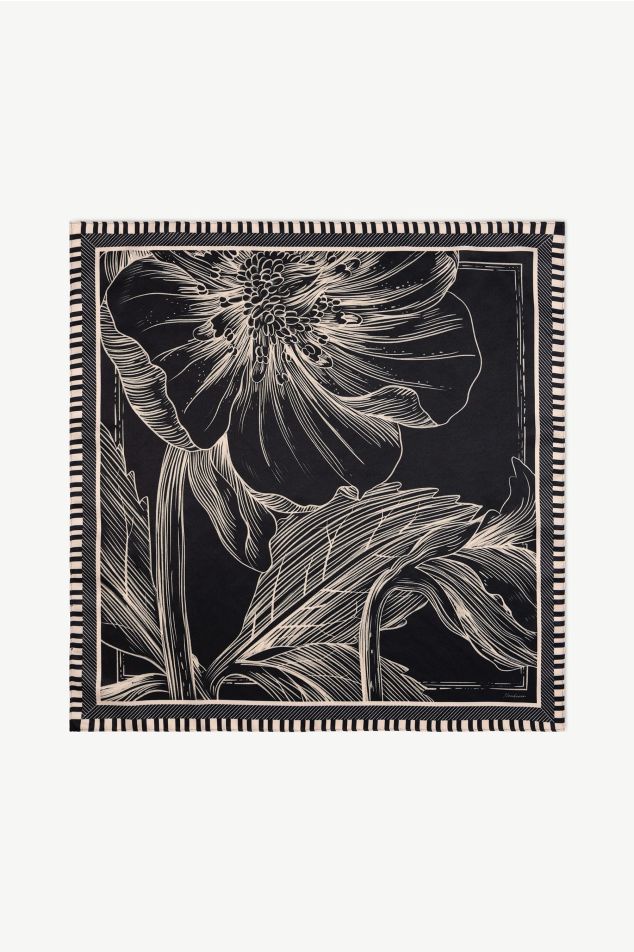 Floral Line Art Satin Bandana