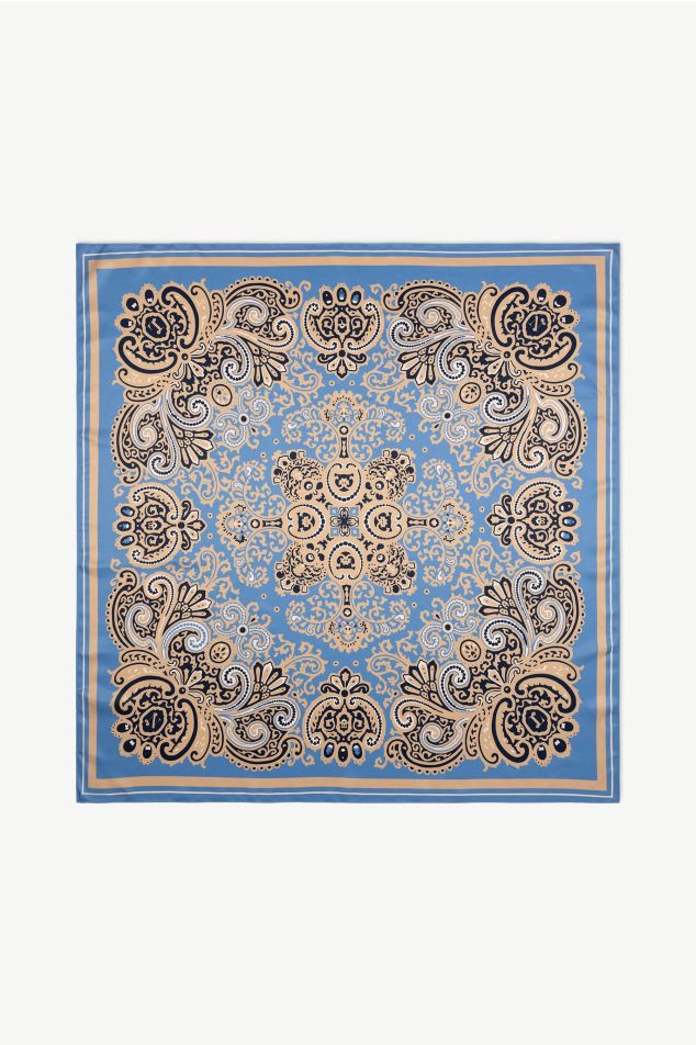 Ornamental Paisley Satin Carré Scarf