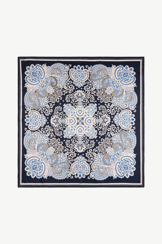 Foulard grand carré de setí paisley ornamental