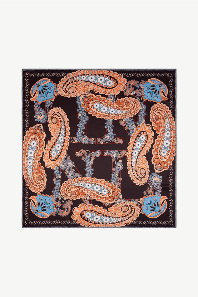 Paisley Print Satin Carré Scarf