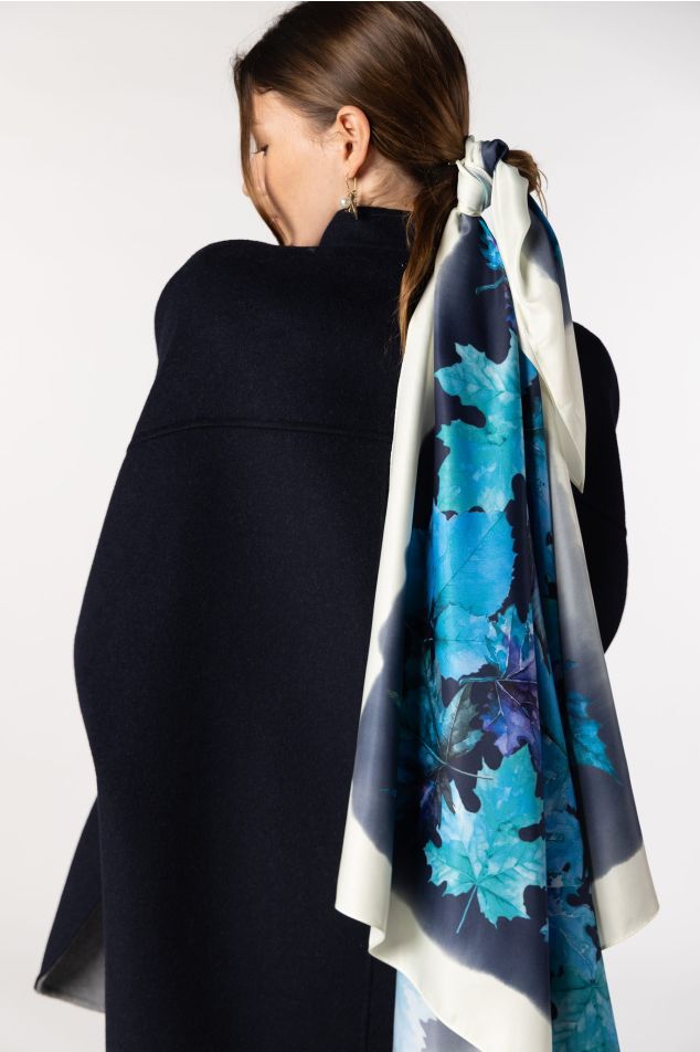 Watercolour Foliage Satin Grand Carré Scarf
