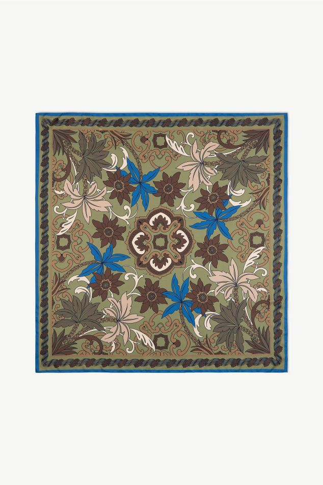 Ornamental Floral Satin Carré Scarf