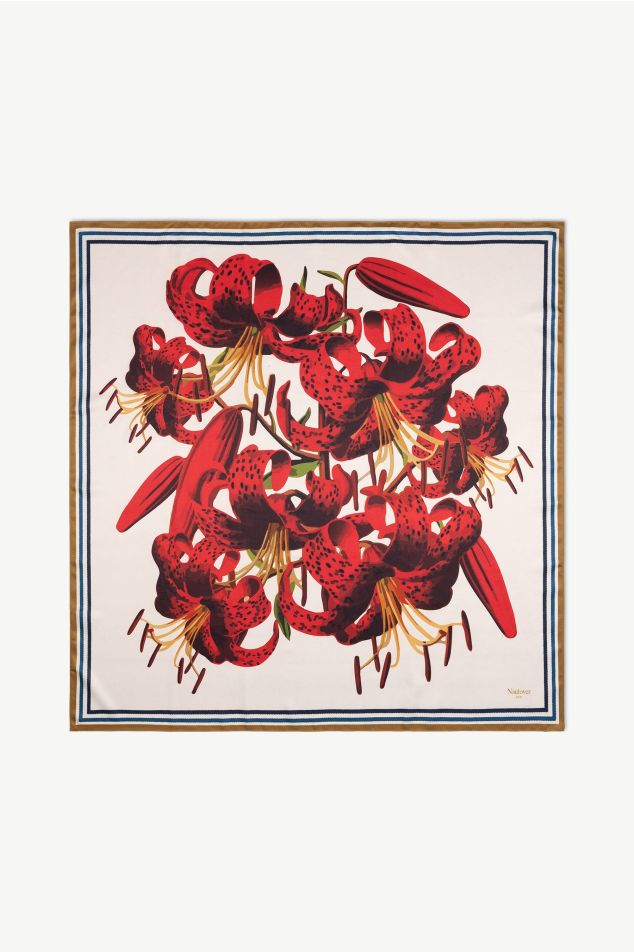 Tiger Lily Bouquet Satin Carré Scarf