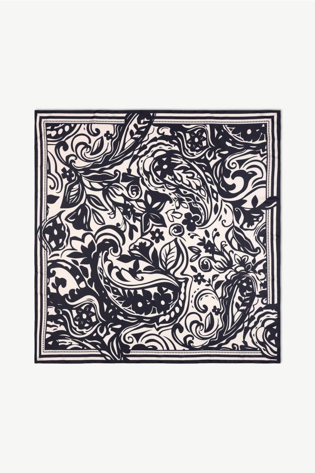 Paisley Print Satin Carré Scarf