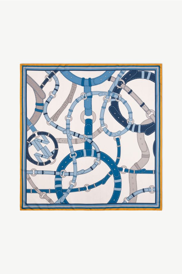 Equestrian Print Satin Carré Scarf