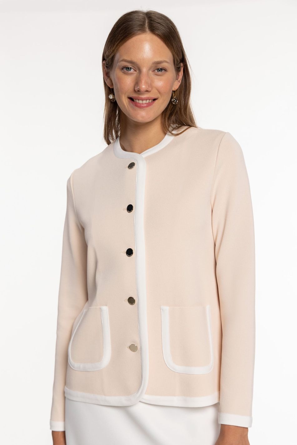 Knit Jacket with Contrast Trims