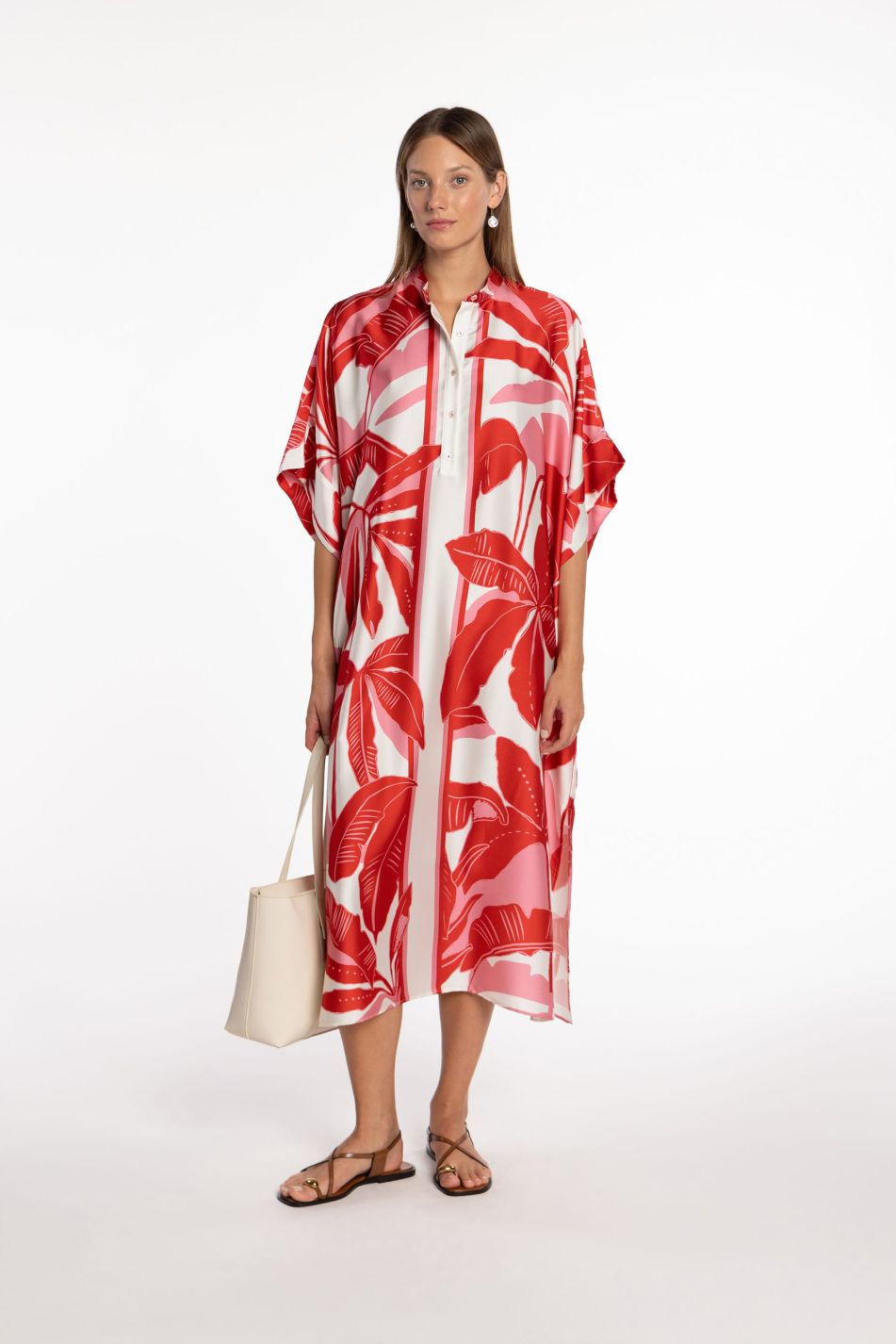 Caftà de twill tropical amb coll mao
