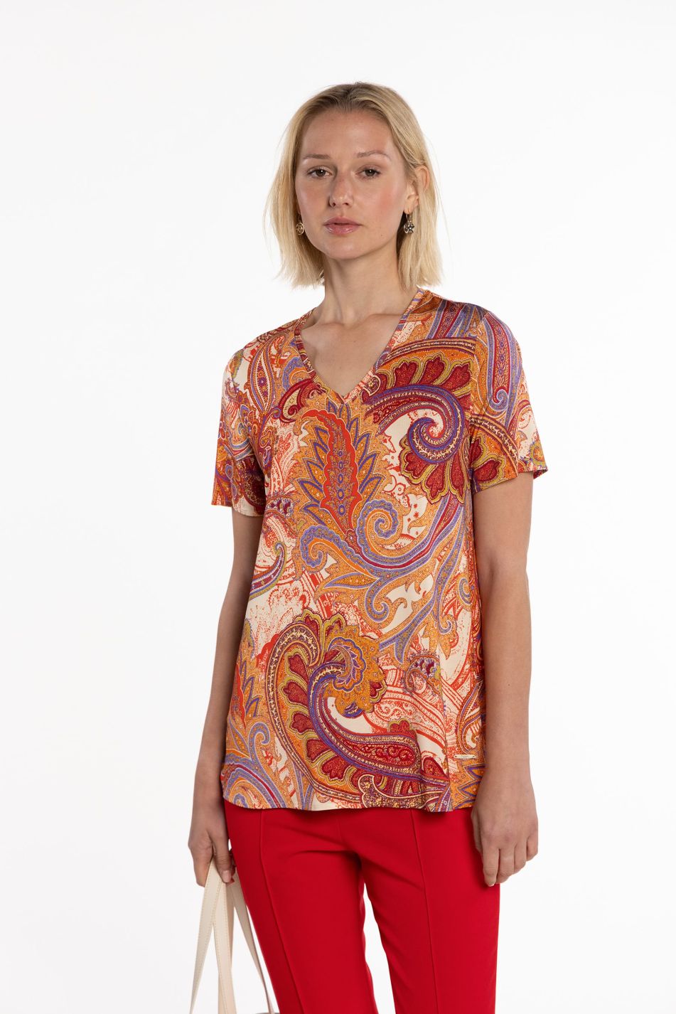 Samarreta de punt circular estampada paisley