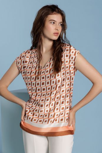 Printed twill blouse