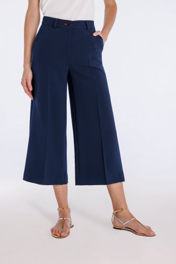 Cropped stretch-crepe wide-leg pants