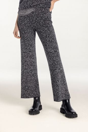 Jacquard-knit wide-leg pants