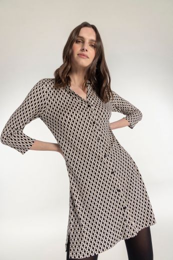 Geometric-print shirt dress