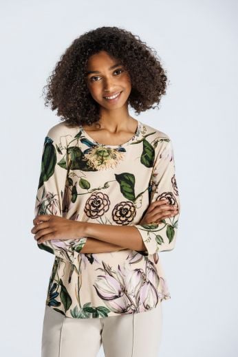 Floral-printed jersey top
