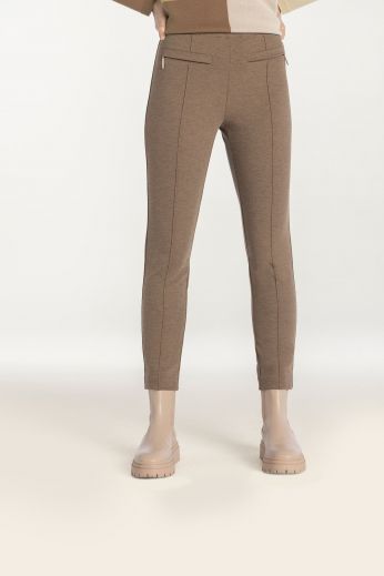 Zipped slim-leg cotton-blend pants