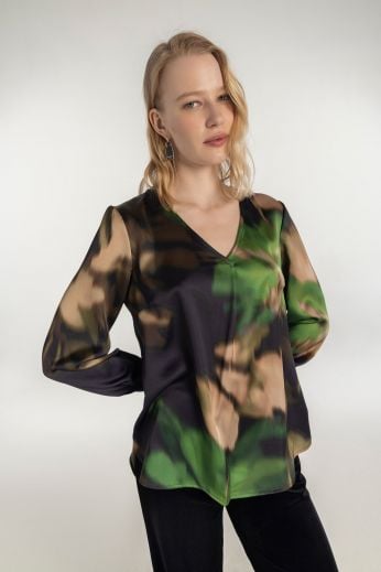 Abstract-print blouse