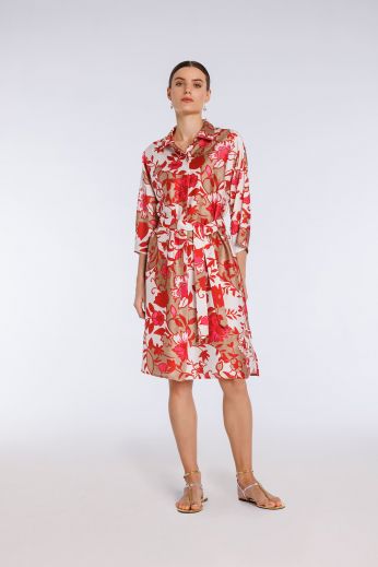 Floral-print japanese sleeves shirt dress