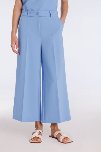 Cropped stretch-crepe wide-leg pants