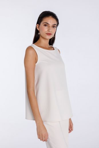 Stretch double-crepe top