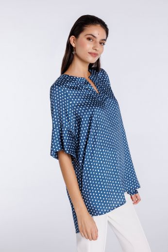 Satin polka dot printed oversized blouse