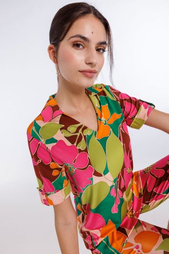 Floral-print jersey top