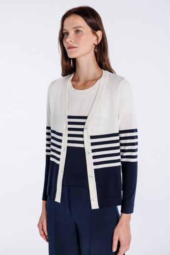 Striped viscose-blend knit Twinset
