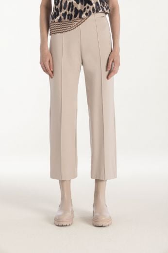 Straight-leg cotton-blend pants